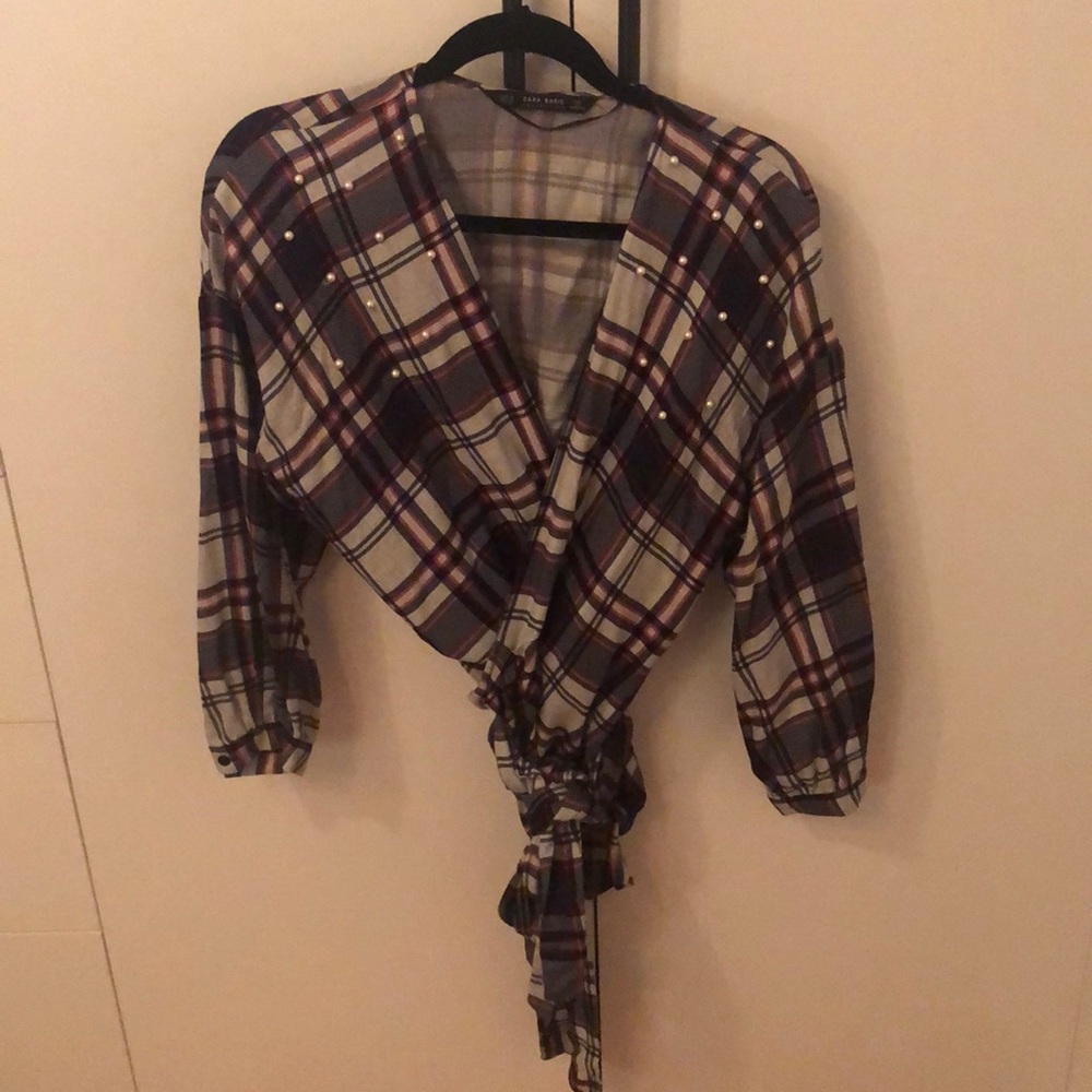 Plaid Wrap Top
